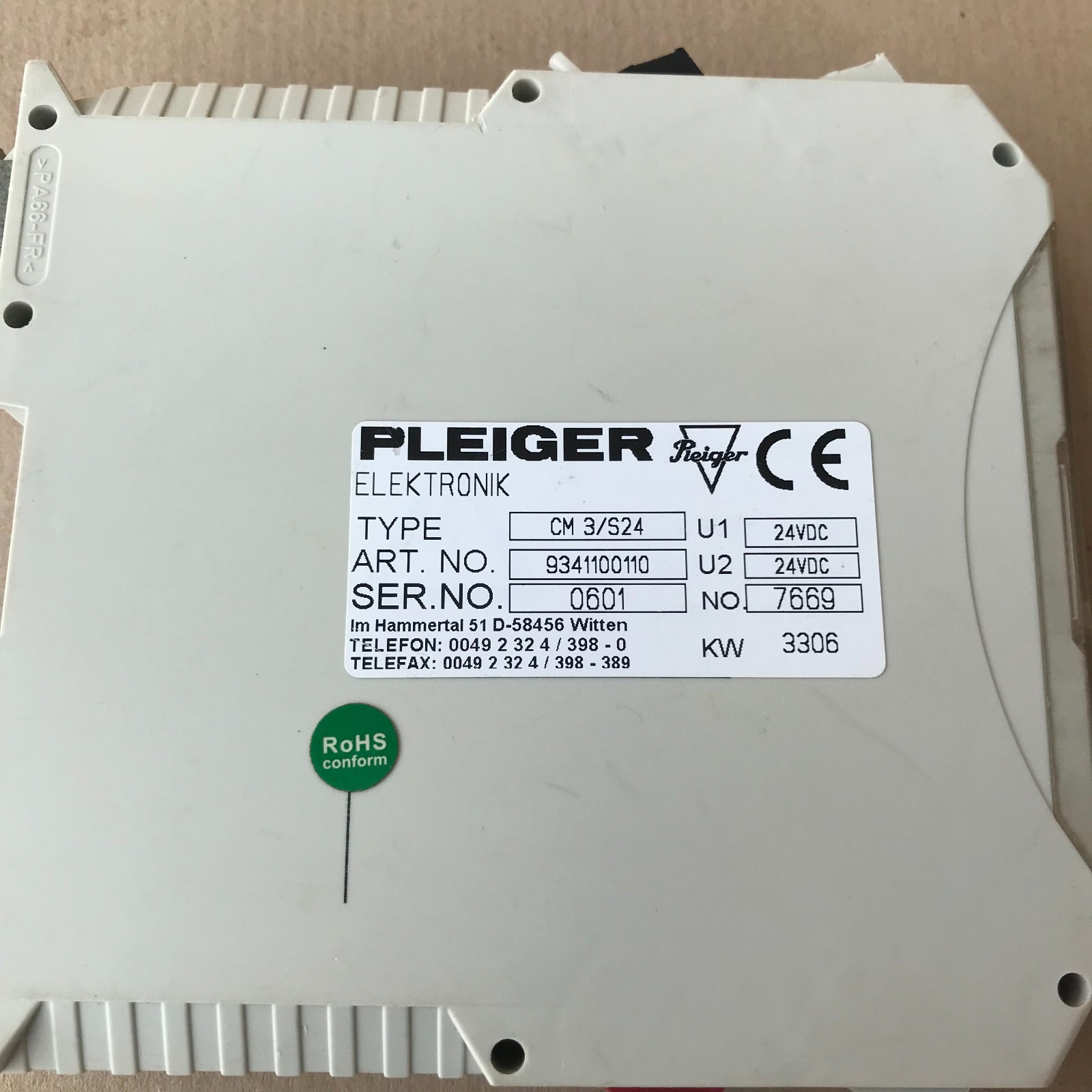 PLEIGER CM3/S24 CONTROL MODULE 9341100110