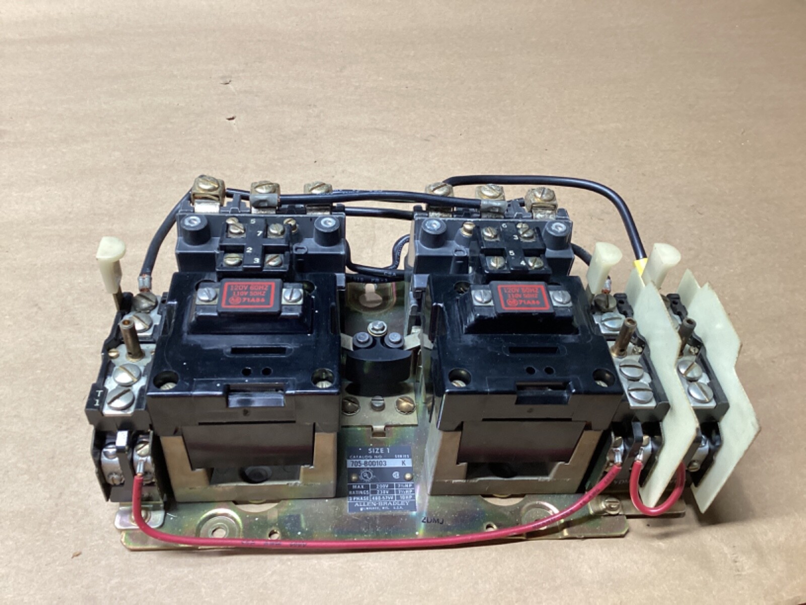 ALLEN BRADLEY 705-B0D103 SERIES K REVERSING STARTER 10HP 460-575V #104G166PR7*CO