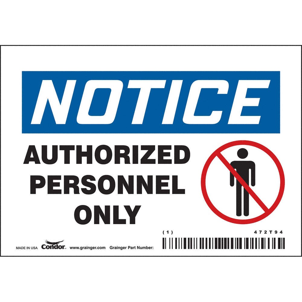CONDOR 472T94 Safety Sign,3.5in x 5in,Vinyl 472T94