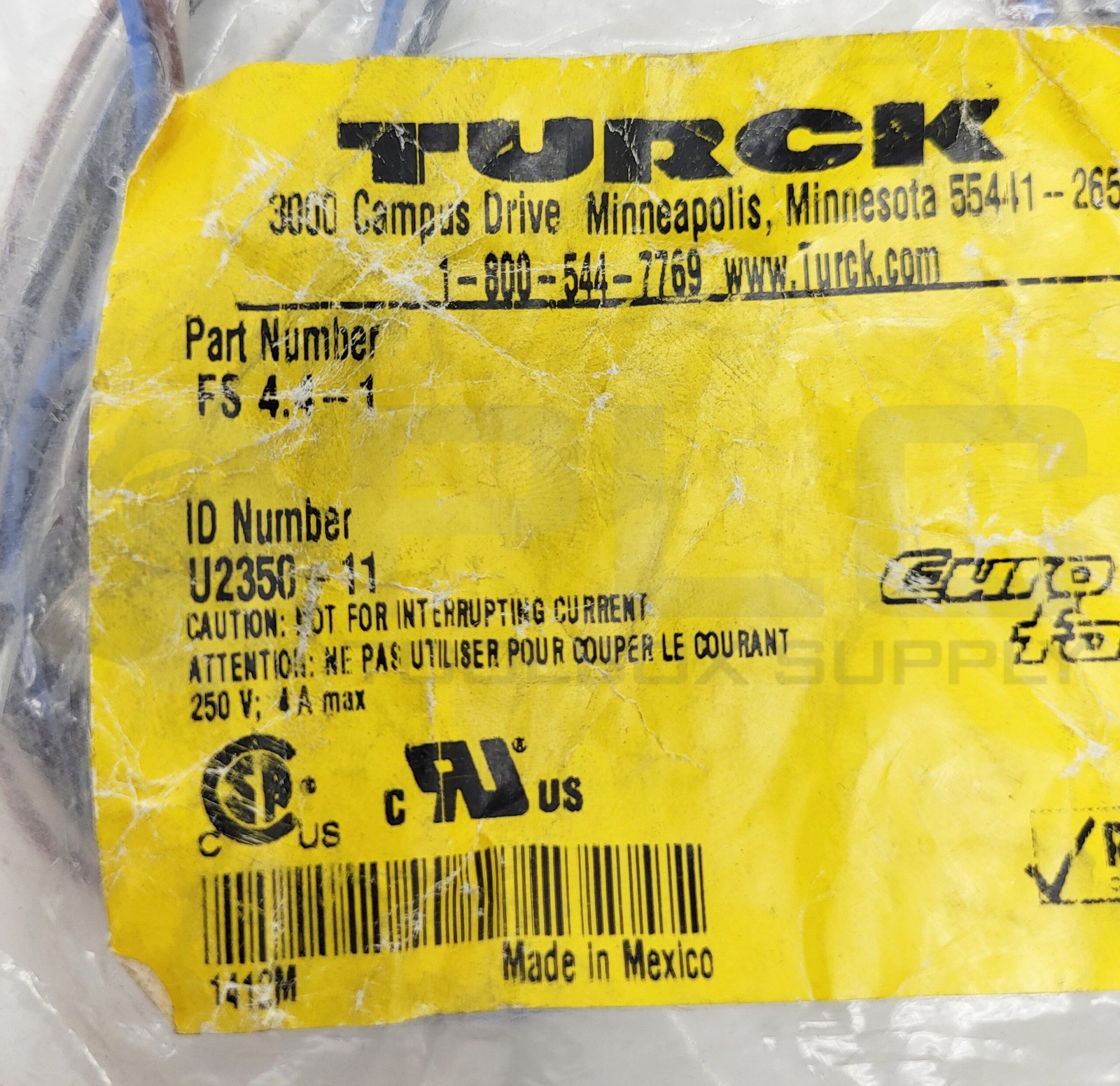 NEW SEALED LOT OF 2 TURCK FS 4.4-1 EUROFAST RECEPTACLES U2350-11