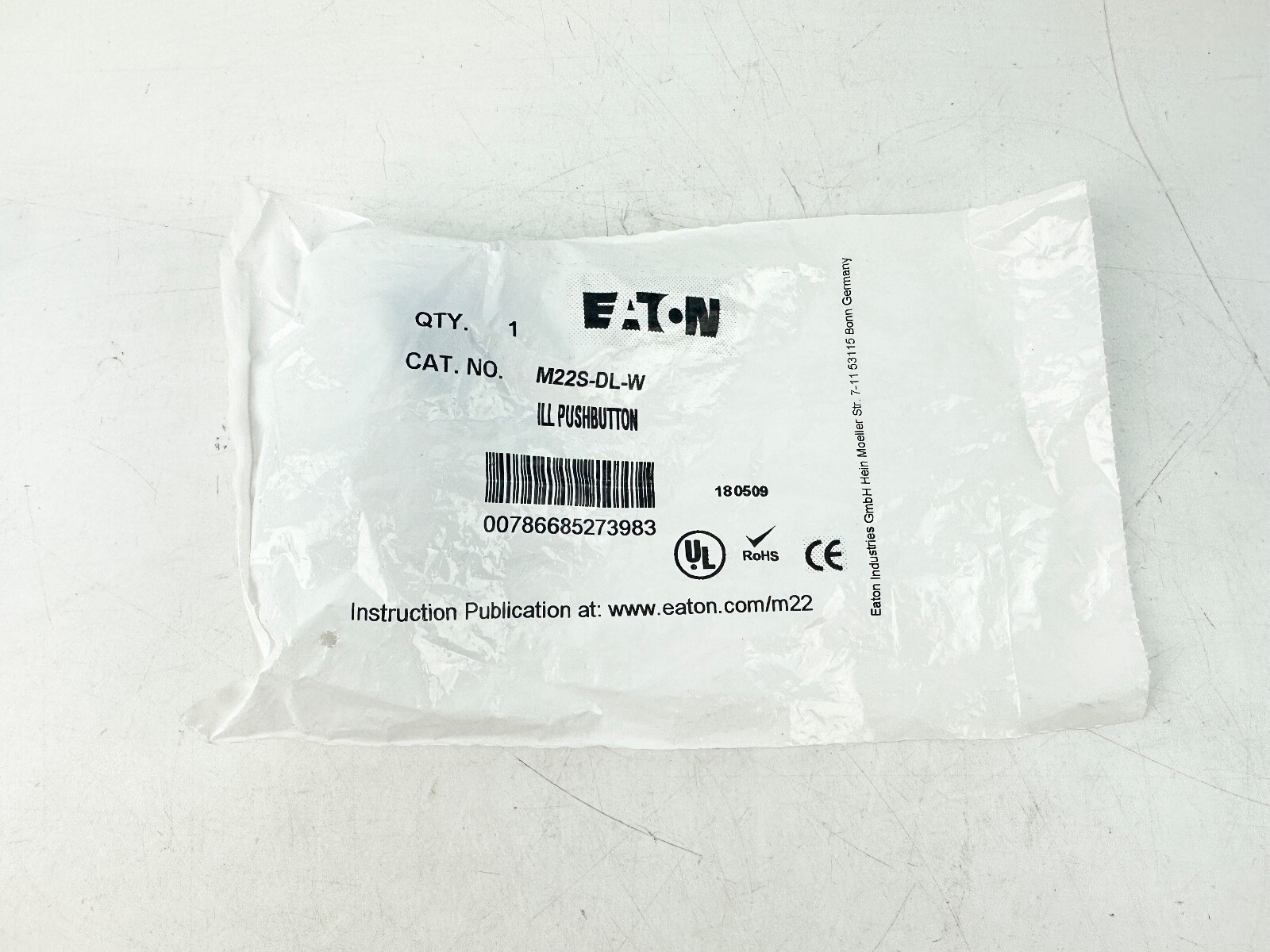 Eaton M22S-DL-W White Illuminated Push Button Operator