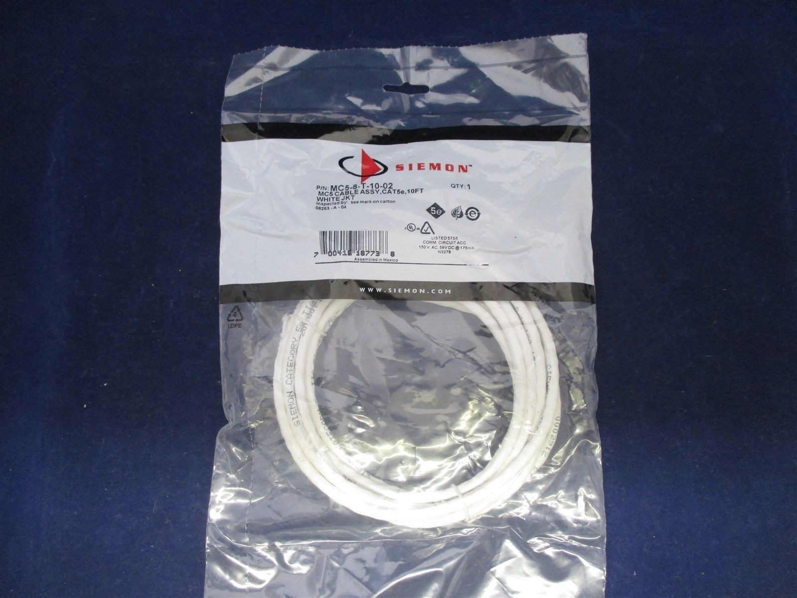 Siemon MC5-8-T-10-02 Cable Assy CAT5e
