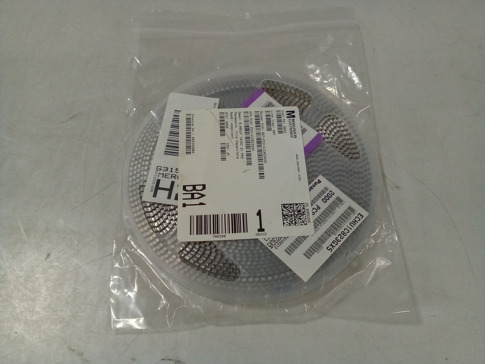 Mouser Electronics 007 Panasonic Film Capacitor, 2000Qty. ECHU1C823GX5