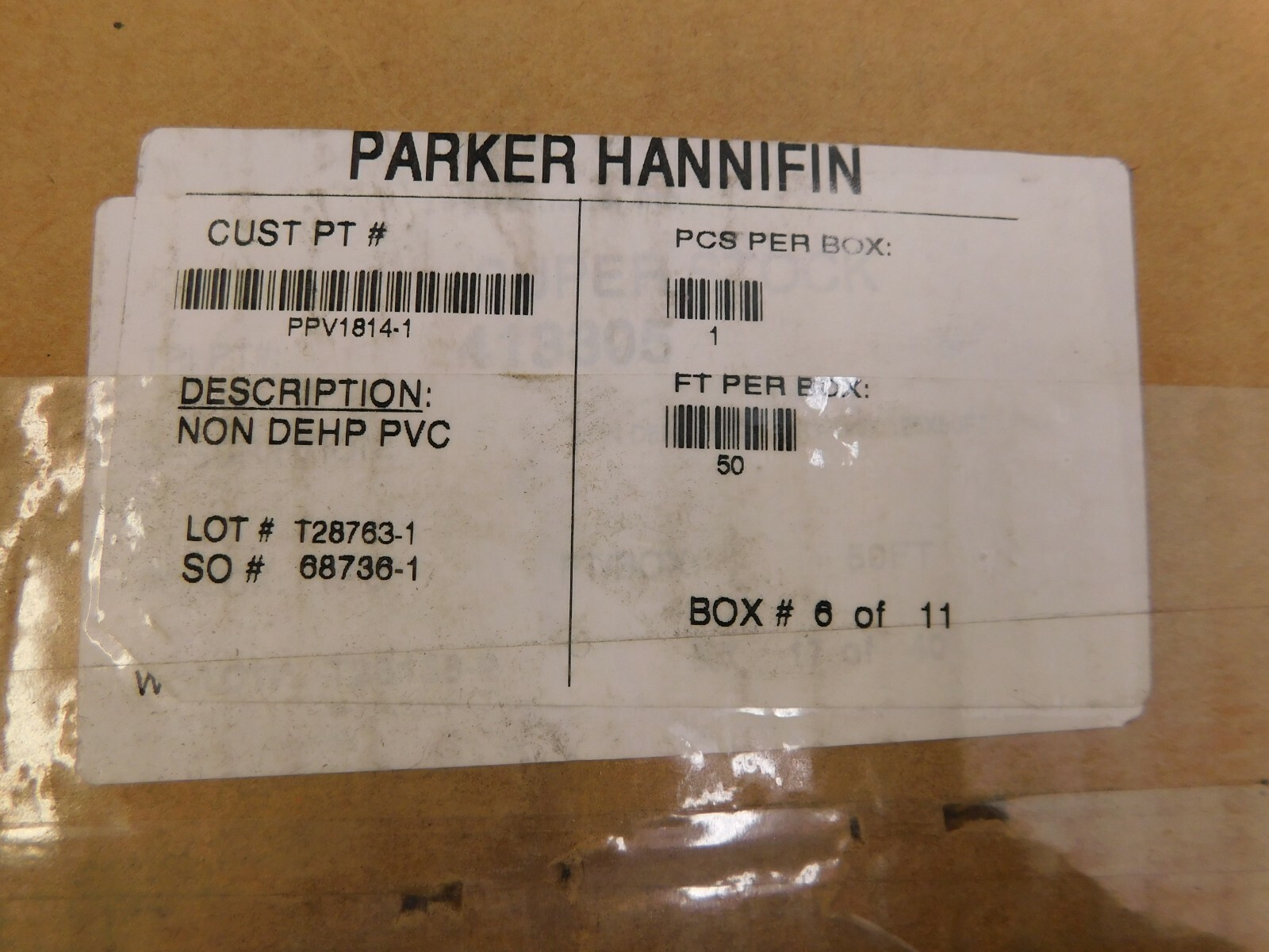 Parker Vinyl Tube 7/8″ ID x 1-1/8″ OD 1/8″ Wall Thickness 50′ Long PV1814-1-P