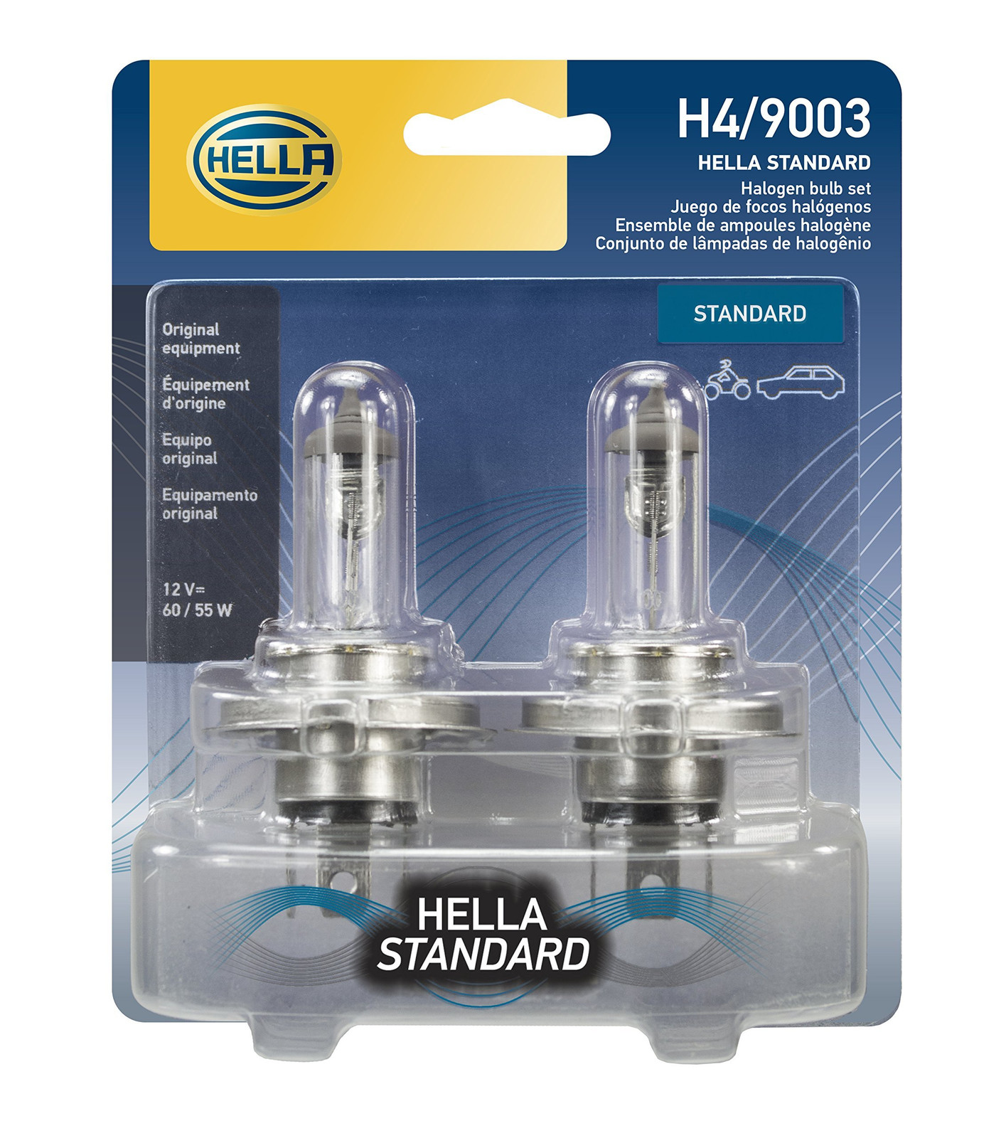 HELLA H4TB Standard Halogen Bulbs, 12 V, 60/55W