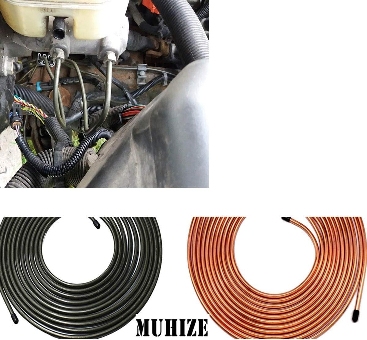 5/16” Brake Line Tubing Kit, 25Ft Flexible PVF Coated Steel Tube Roll, Anti-…