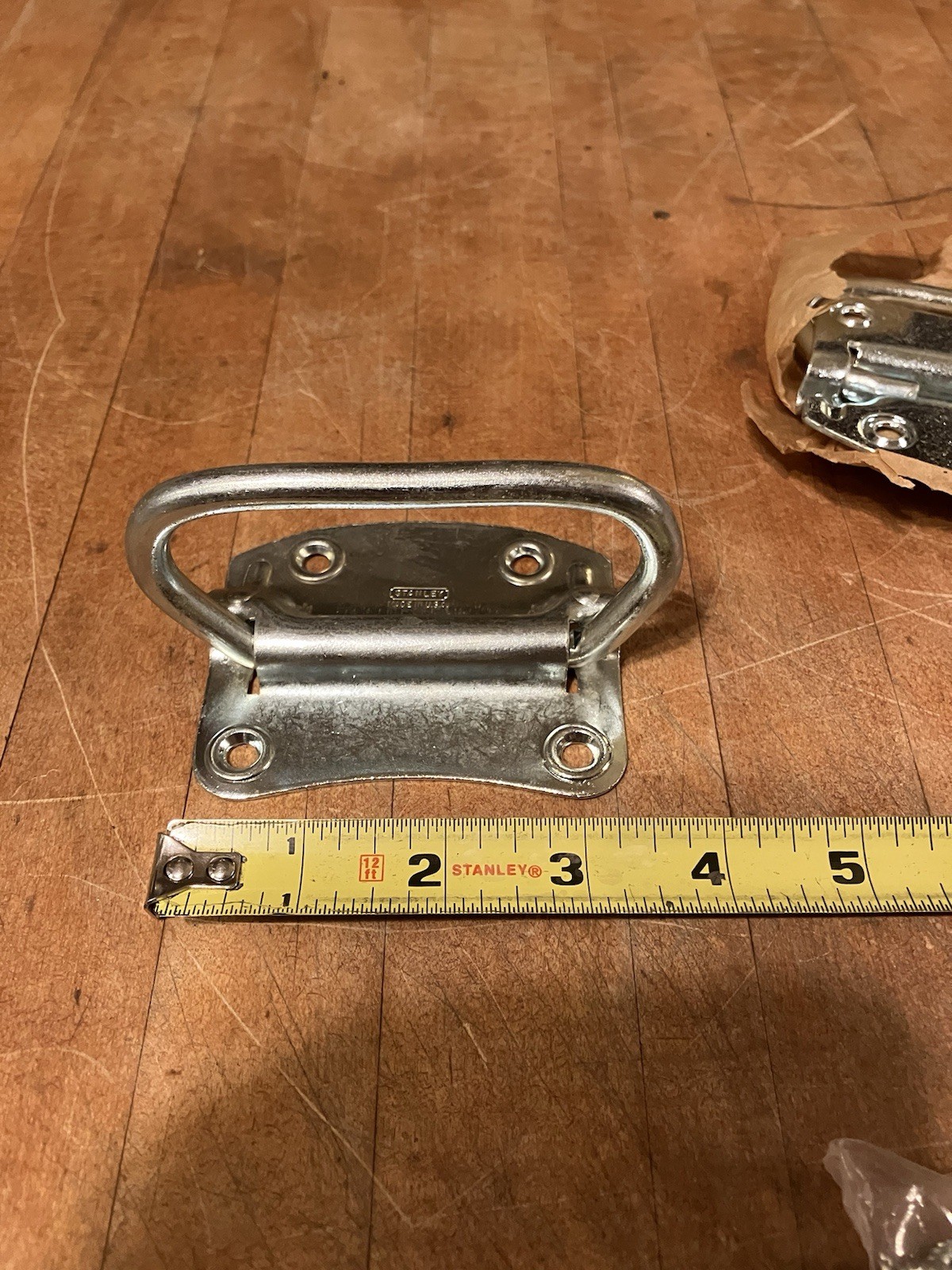 NOS Vtg. 3 Pairs Stanley 1205 US2C Steel Zinc Plated Chest Handles No. 3 1/4 USA