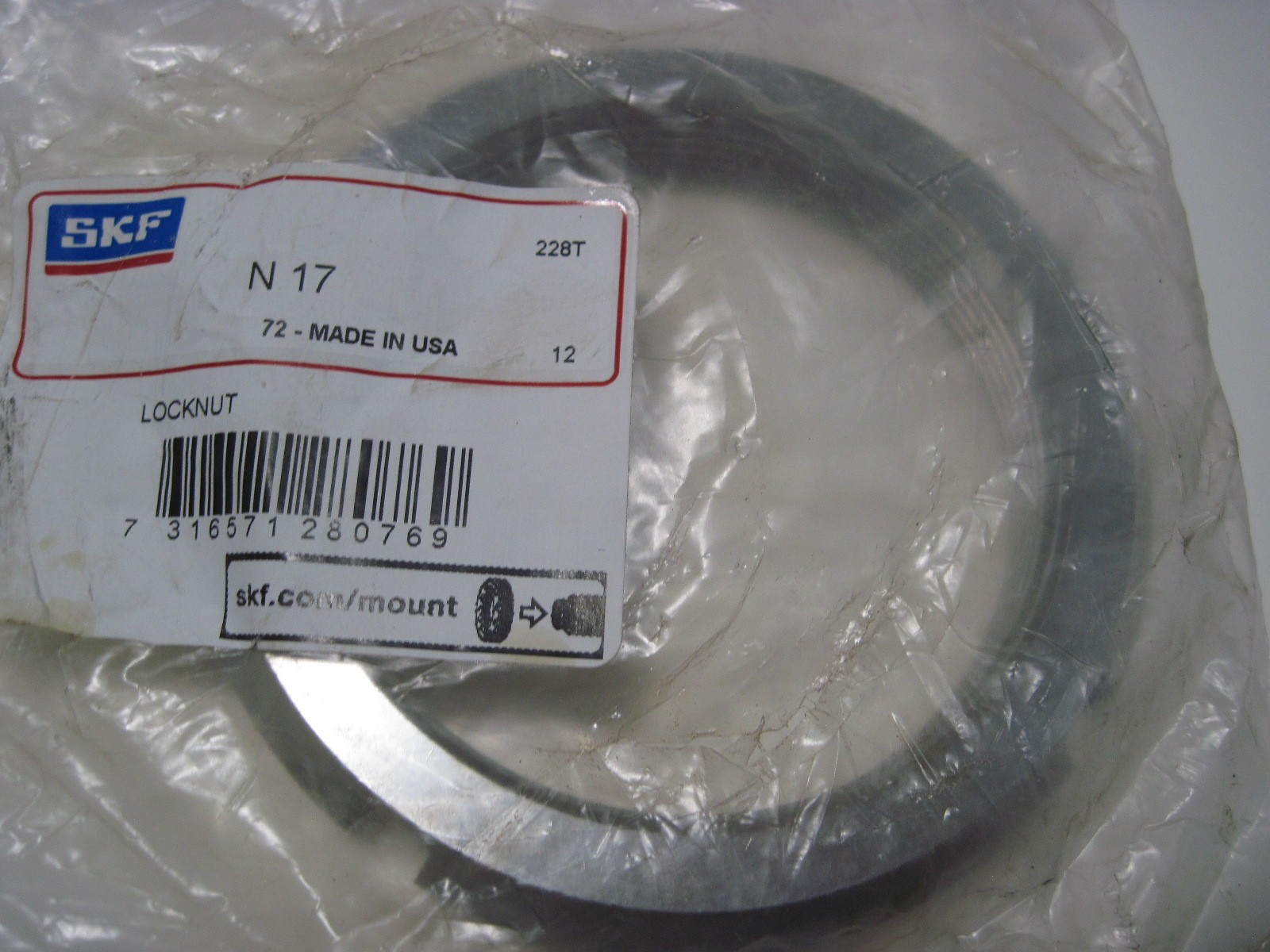 NOS SKF Lock Nut N 17 & Lock Washer W 17 for Inch Threads New Old Stock USA