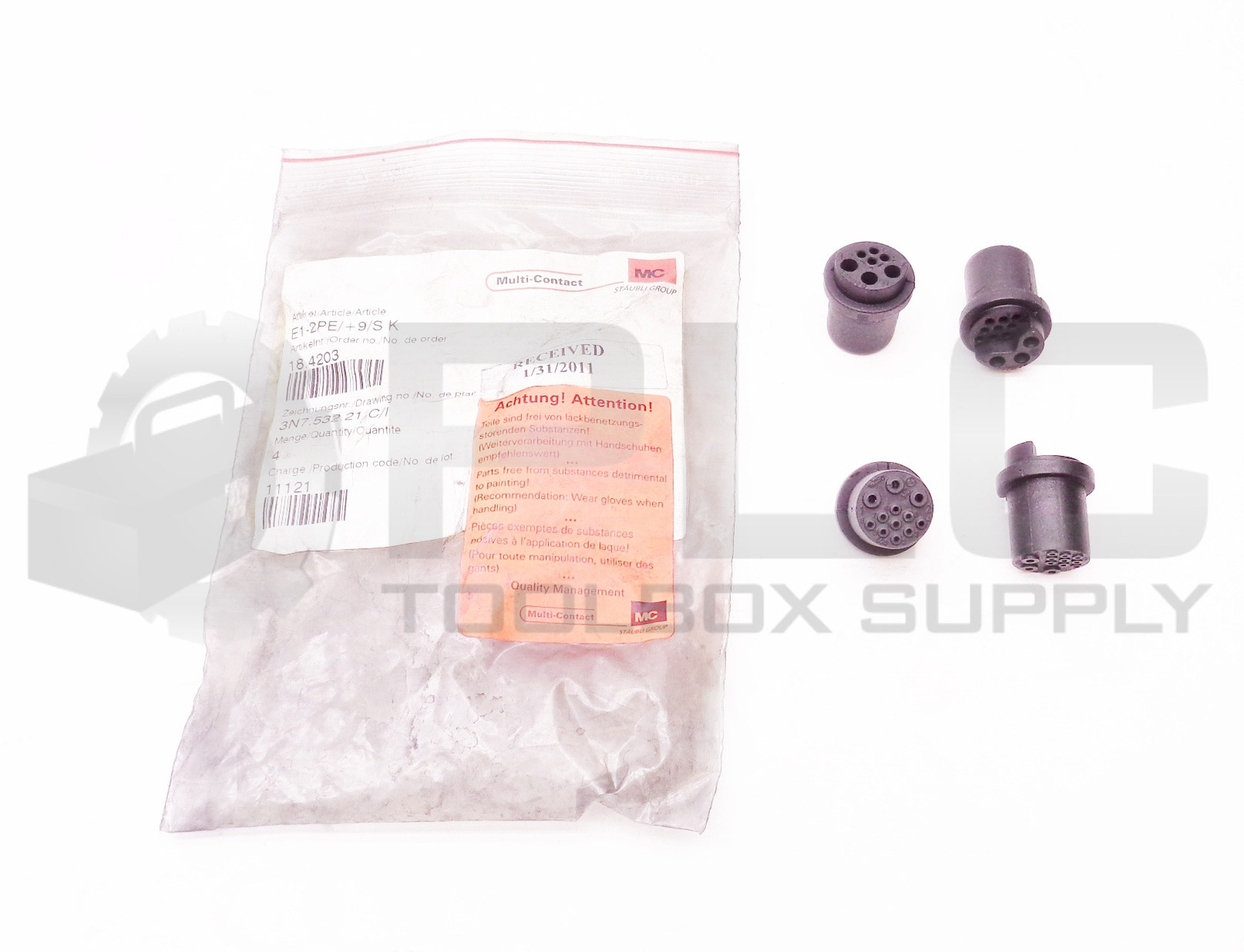 BAG OF 4 NEW STAUBLI 18.4203 PIN && SOCKET CONNECTOR INSERT E1-2PE/+9/S K