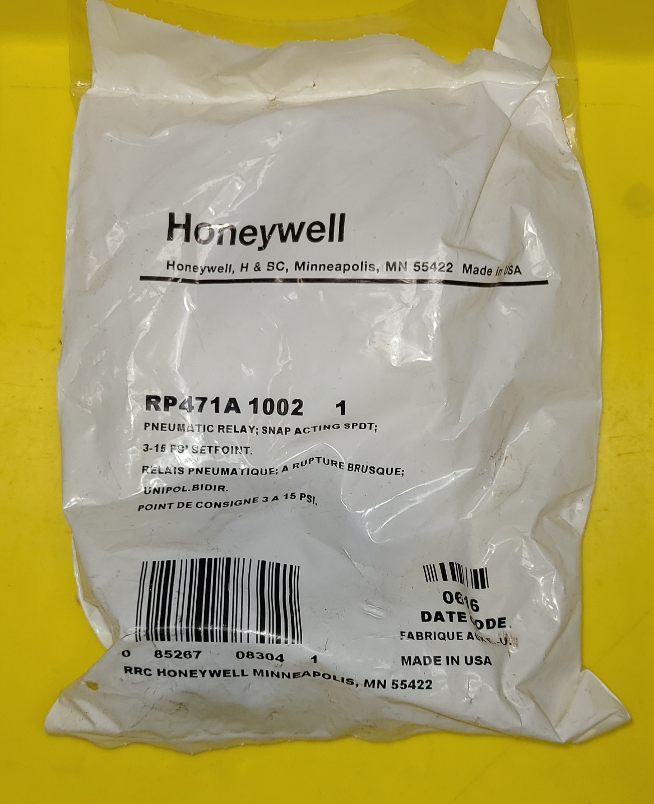 Honeywell RP471A 1002 Snap Acting Relay UPC 085267083041