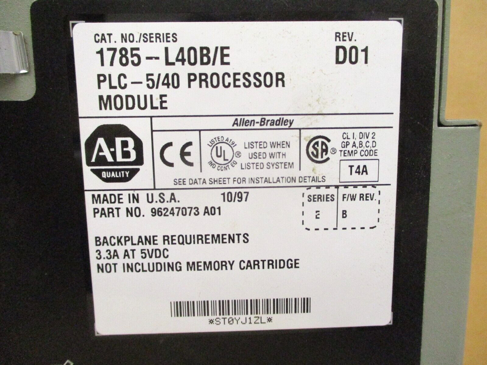 Allen-Bradley 1771-A1B 1771-P4S 1785-ENET PLC-5/40 48474DH