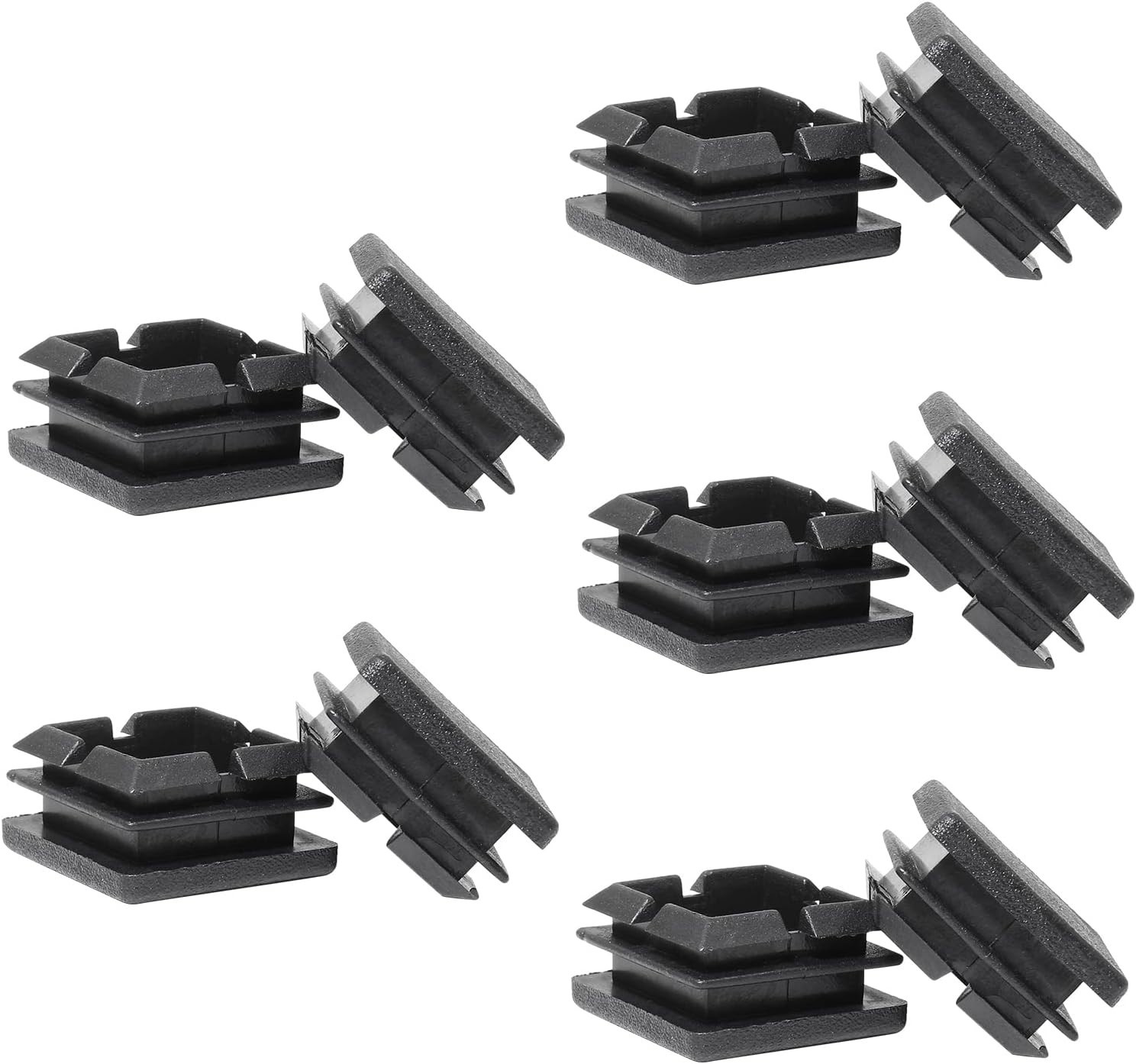 1 inch Square Tube End Caps 50 Pack Black Plastic Plugs for Furniture Legs