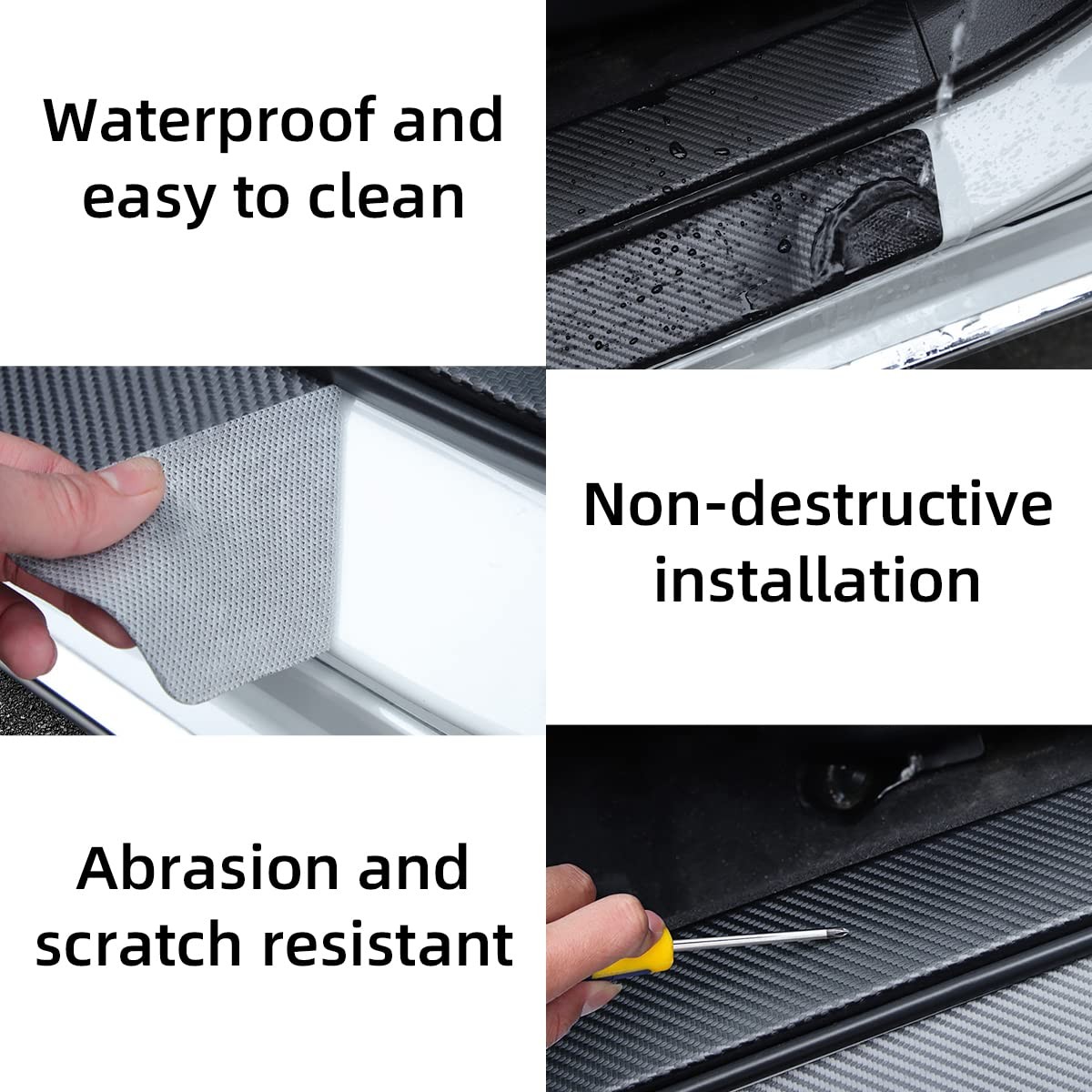 Car Rear Bumper Protector Guard, Anti-Scratch Carbon Fiber Trunk Door Sill Pr…