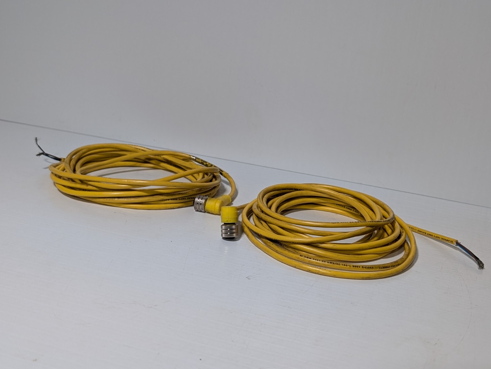 Lot of 2 Woodson 803001A09M050 Cordset 16.4′ L, M12(F) to Open Leads, 250VACVDC