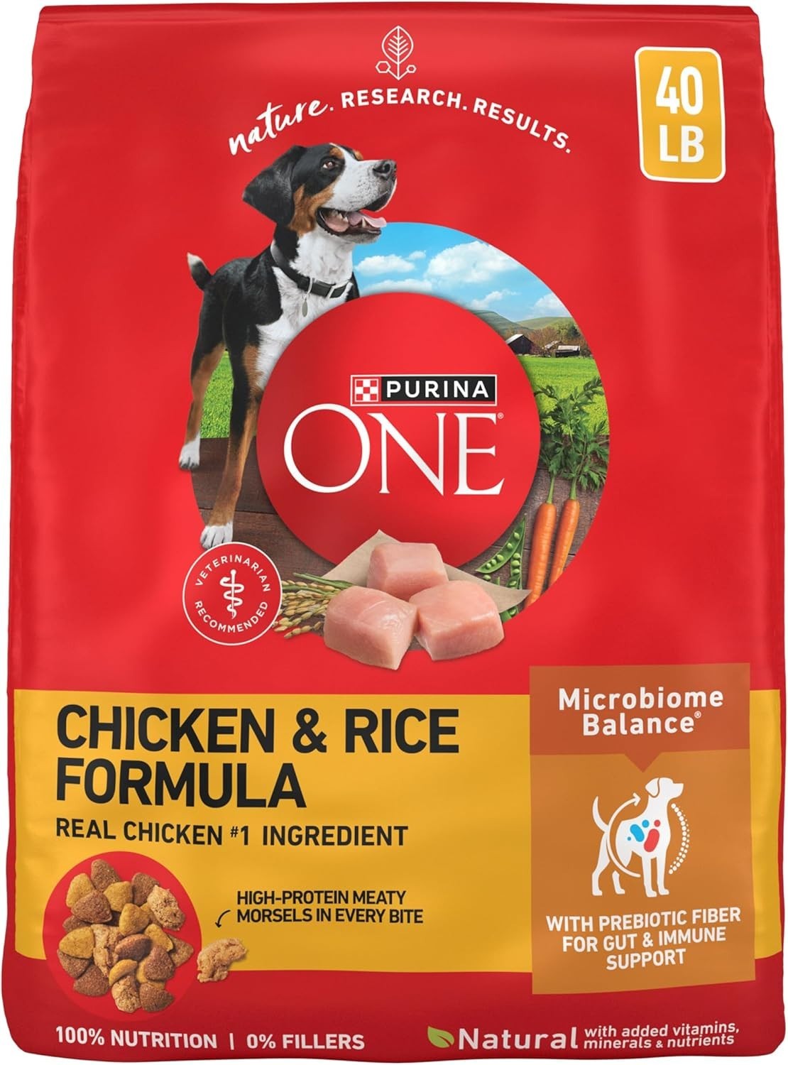 Purina One Dry Dog Food for Adult Dogs High Protein, Real Chicken & Rice, 40 lb