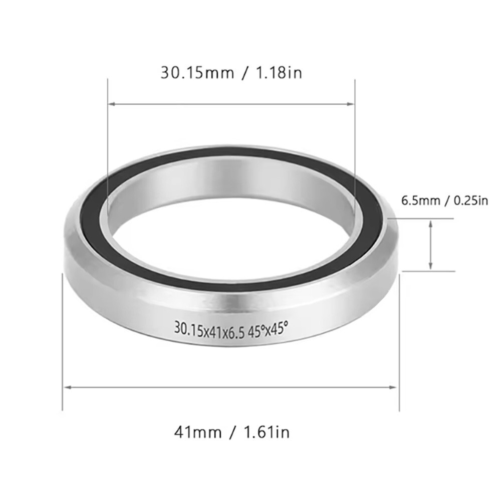 1 Headset Bearing – 30.15 × 41 × 6.5mm – 45°/45° Chamfer – 2RS – Chrome Steel