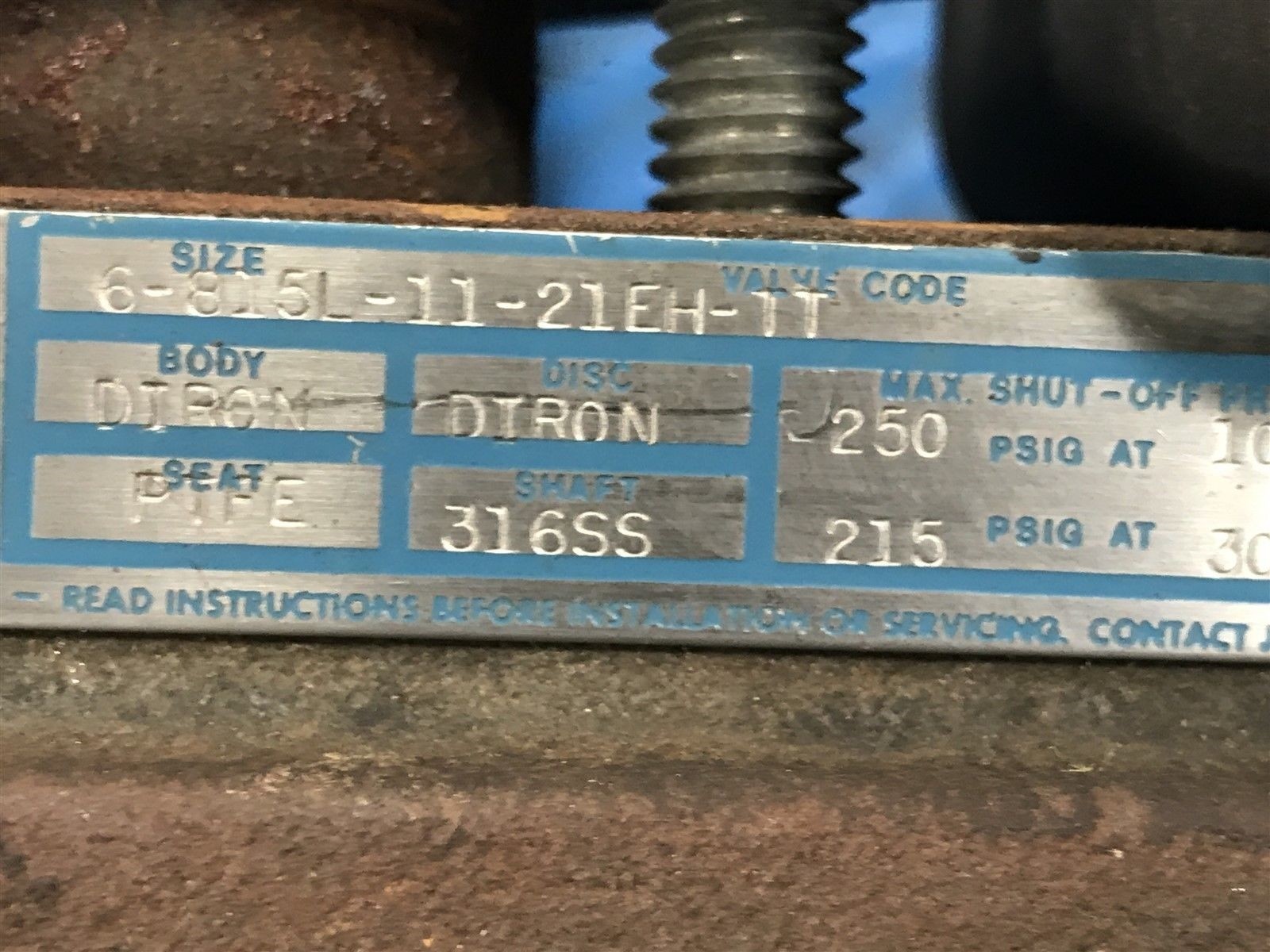 USED JAMESBURY 6 815L-11-21EH-TT BUTTERLY VALVE WITH V150 ACTUATOR (4C)