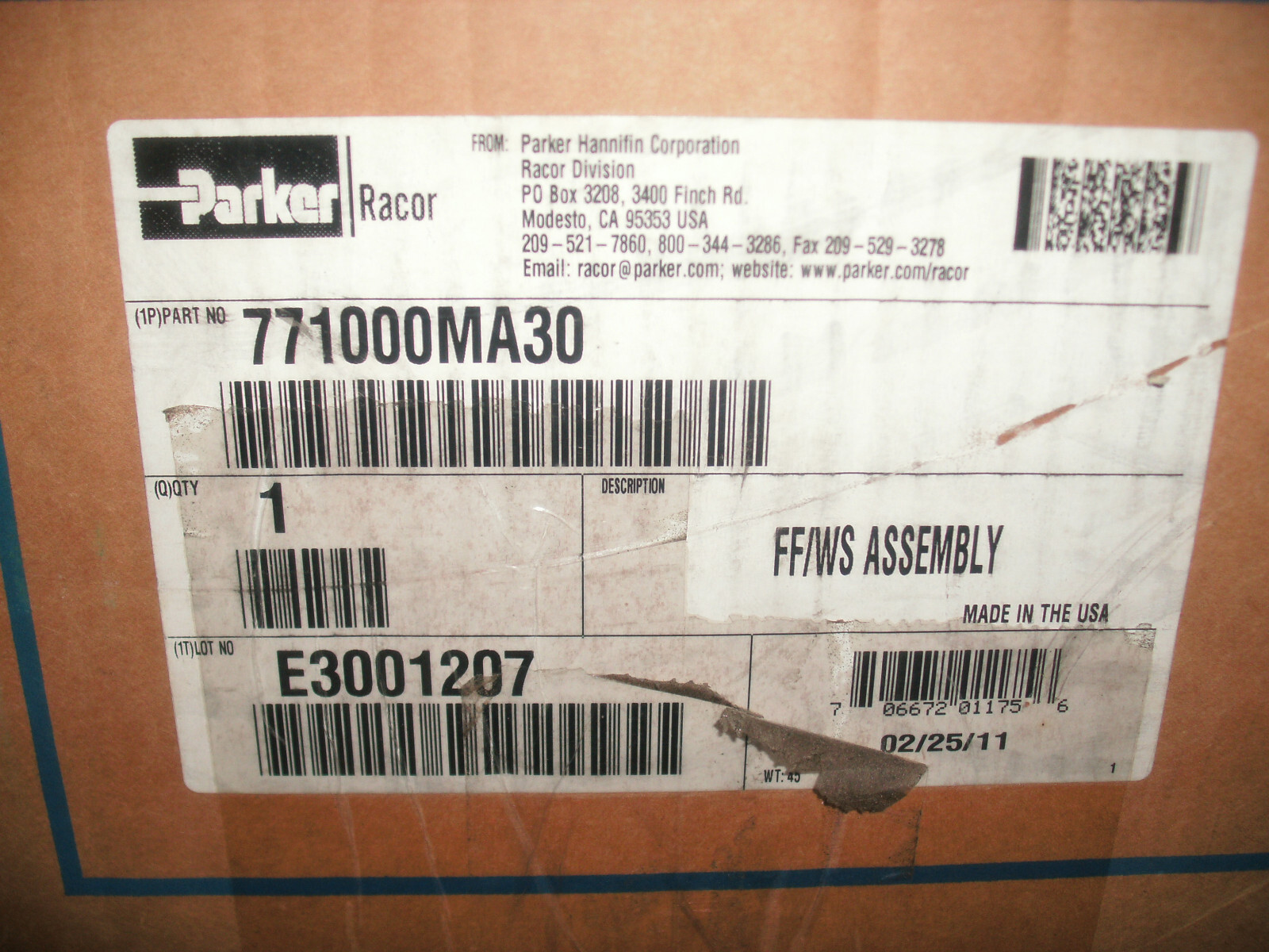 PARKER RACO 771000MA30 FUEL FILTER WATER SEPARATOR ASSEMBLY