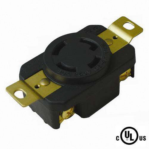 3 Pole 4 Wire 30A 250VAC Grounding Locking Receptacle, cUL Listed, NEMA L15-30