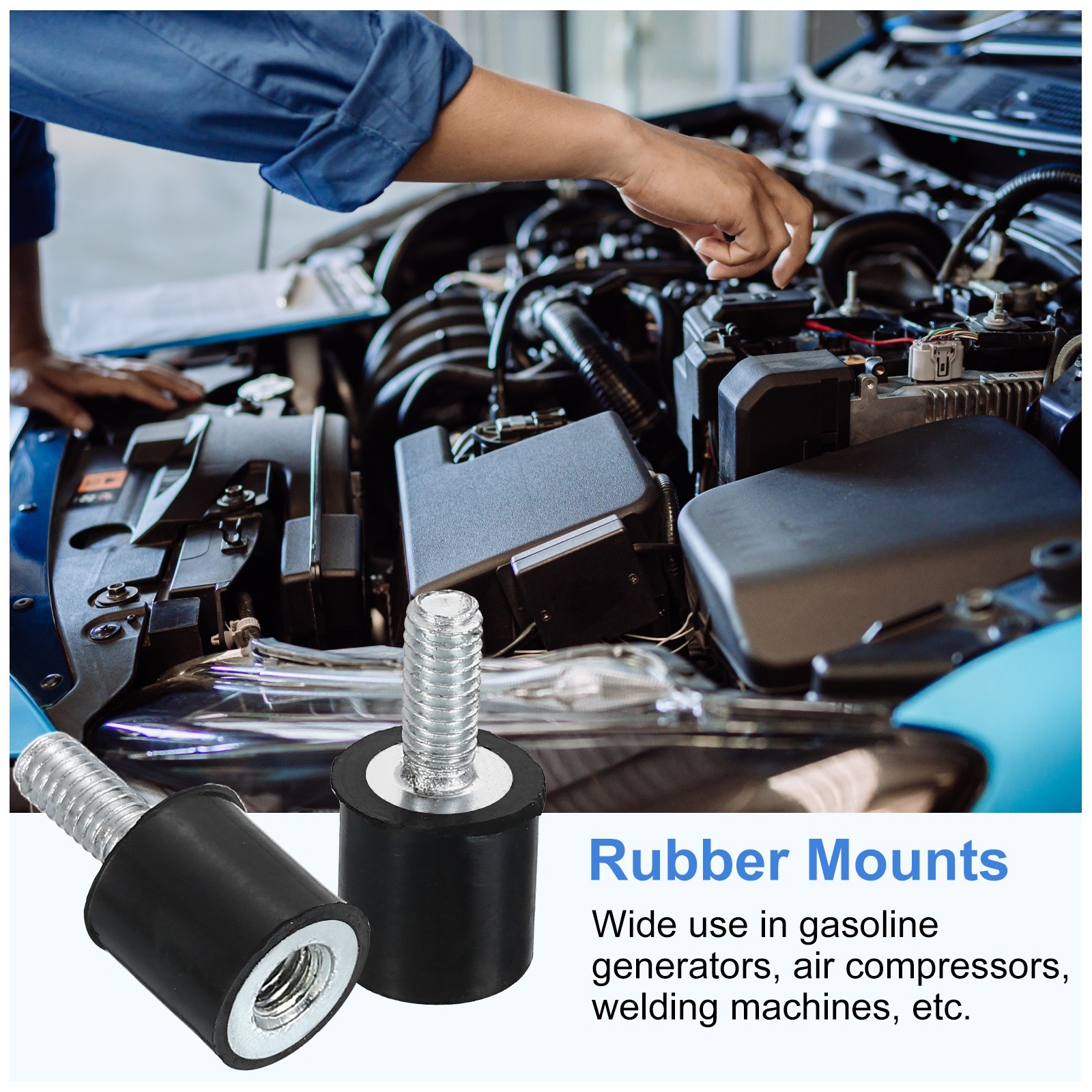 4Pcs M4x10mm Rubber Mounts 10x10mm(DxH) Rubber Shock Absorber Mount with Nuts