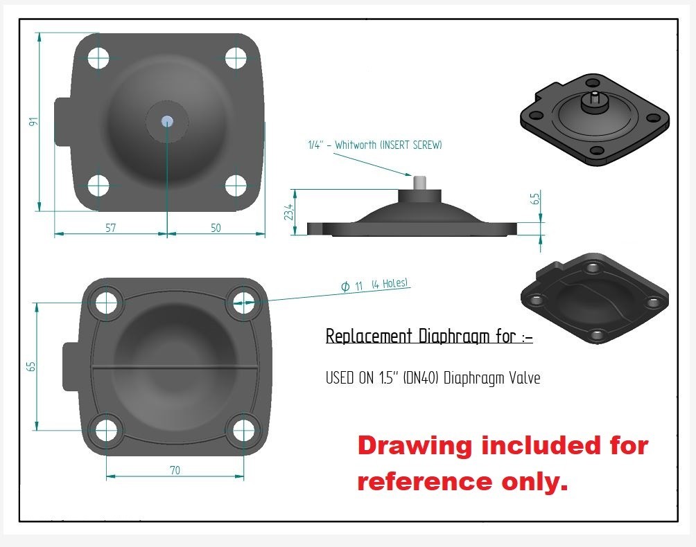 Swagelok GS Anderson 1P24-Kit EPDM Diaphragm for 1-1/2” DN 40 Weir Style Valves