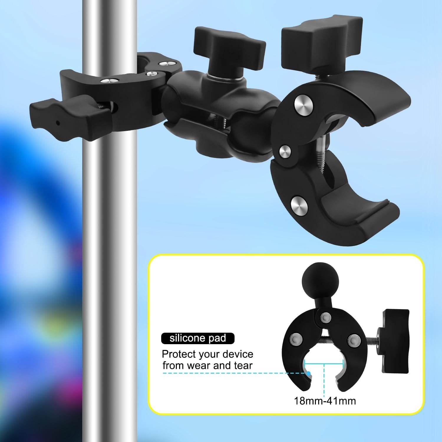 Motorcycle Mount Kit with 47″ Invisible Selfie Stick Compatible for Insta ……