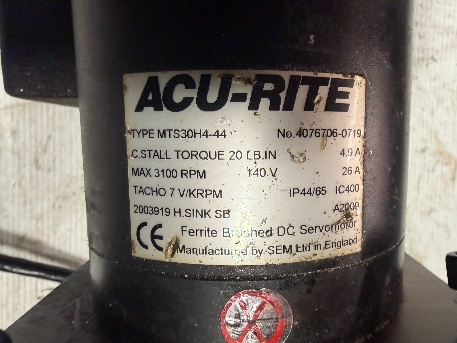 ACU-RITE #MTS30H4-44 Motor Z-Axis – Cut Cables