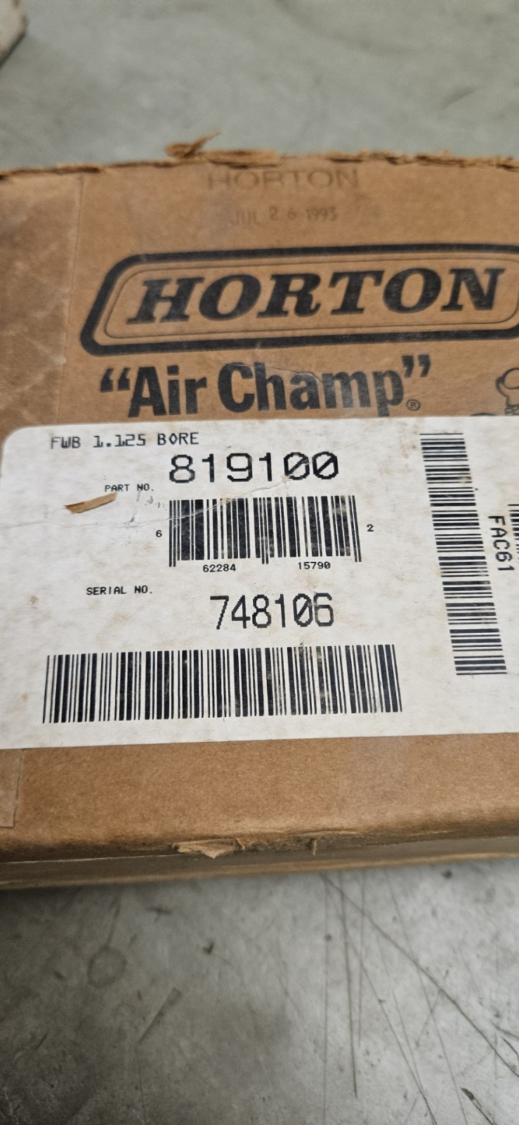 819100 FWB 1.125 BORE, BRAKE -HORTON **MAKE OFFER**