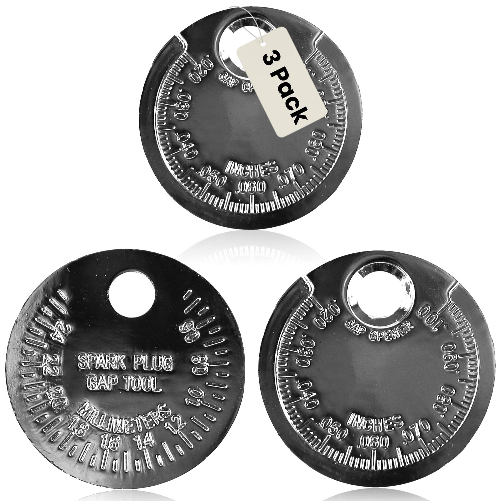 Harrier Hardware 3-Pack Spark Plug Gap Gauge Tool – Coin-Style Gapper with SA…