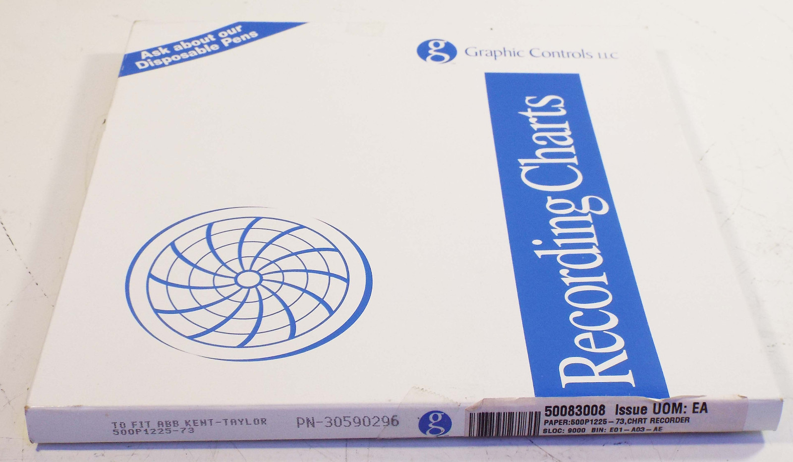 100 NEW GRAPHIC CONTROLS 30590296 CIRCULAR RECORDER CHART PAPERS NIB
