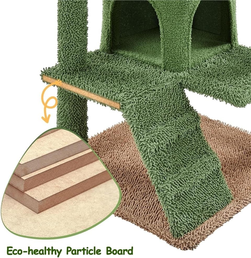 Cactus Tree Condo with Perch and Platform for Cats, Kittens 54.5″ H Green/Brown
