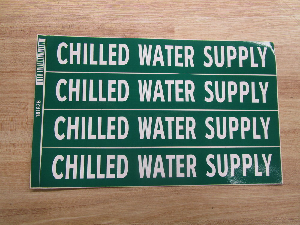 Lab Safety Supply 18182B Chilled Water Supply Sign (Pack of 2)