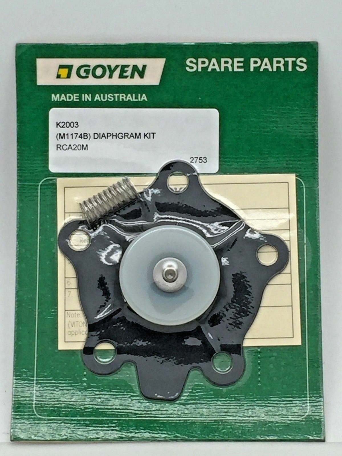 Goyen K2003 Repair Parts Seal Kit Suit RCA20M 3/4″ Diaphram Valve M1174B