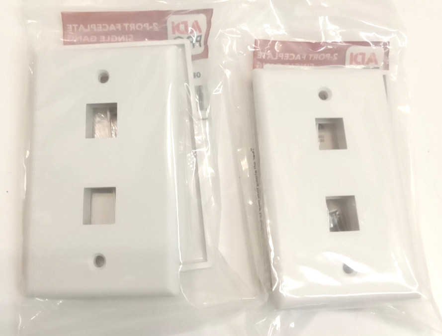 ADI Pro OE-FP2WH 2-Port Faceplate Single Gang Matte White 2-2pks / 4pcs Total