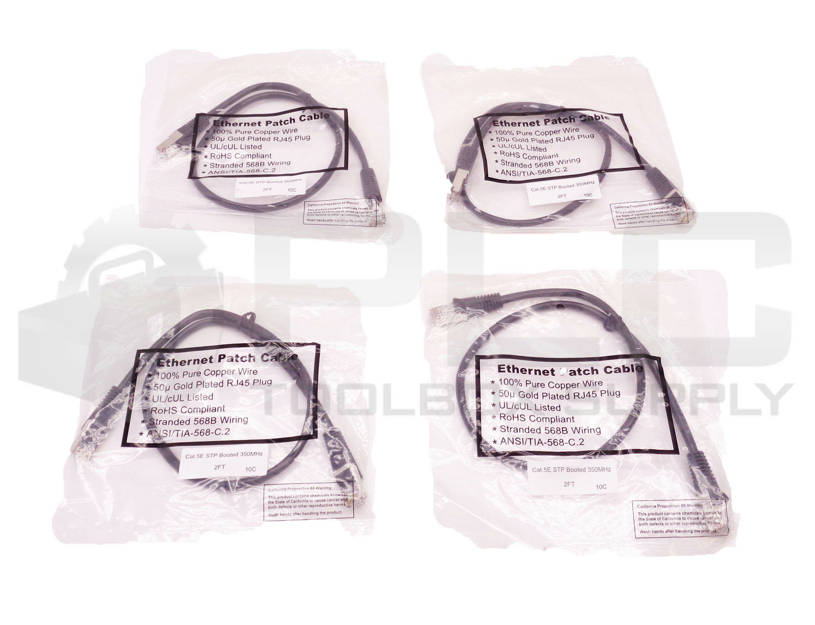 LOT OF 4 NEW CAT.5E STP BOOTED 350MHZ 2FT ETHERNET PATCH CABLE