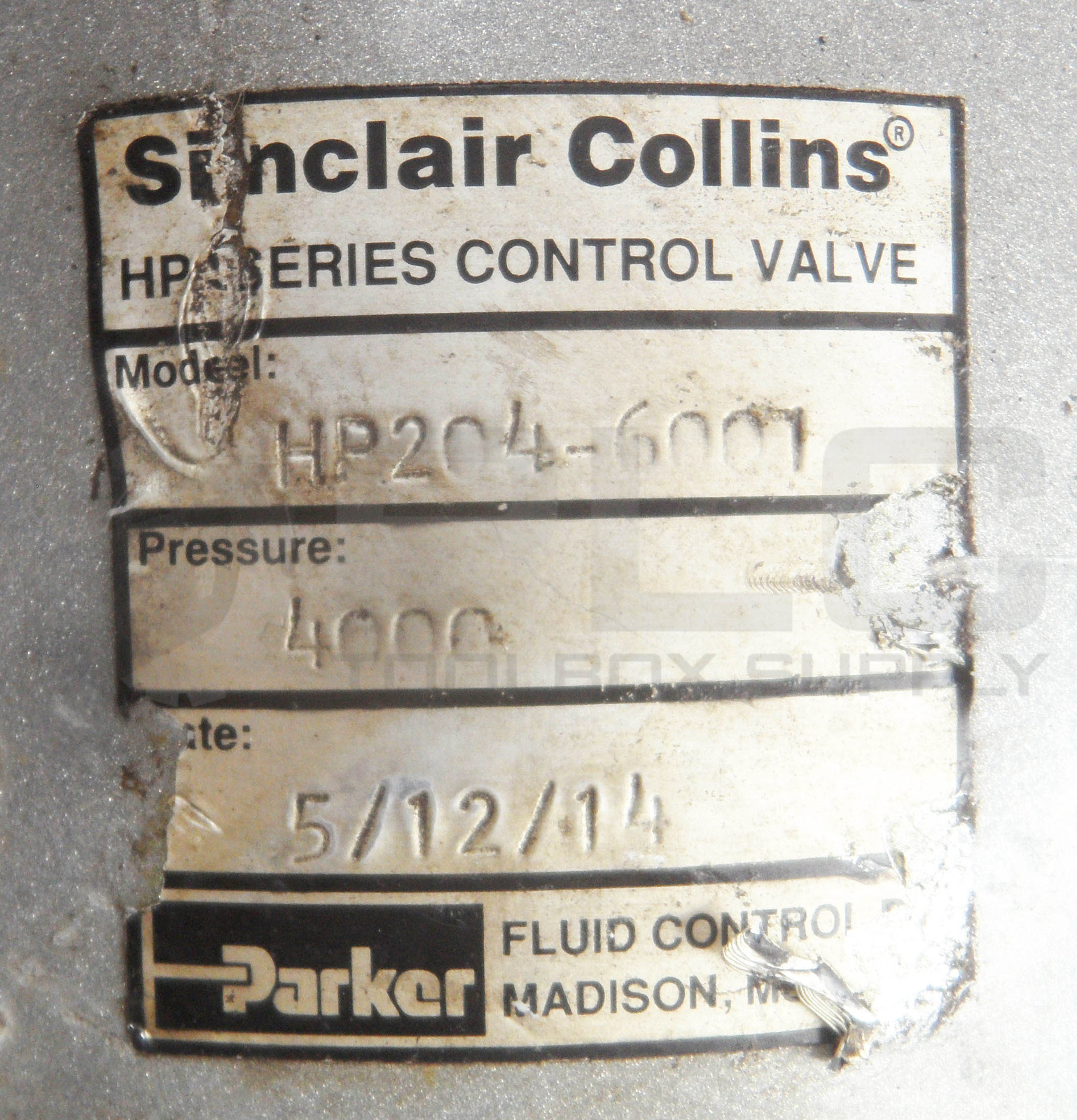 PARKER SINCLAIR COLLINS HP204-6001 CONTROL VALVE HP SERIES 4000PSI