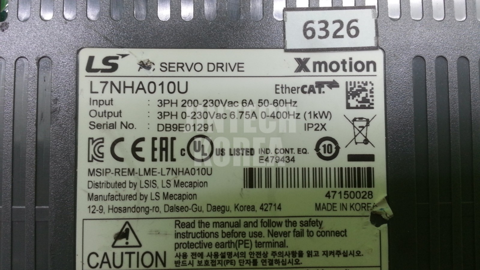 LS L7NHA010U AC Servo Drive Tested