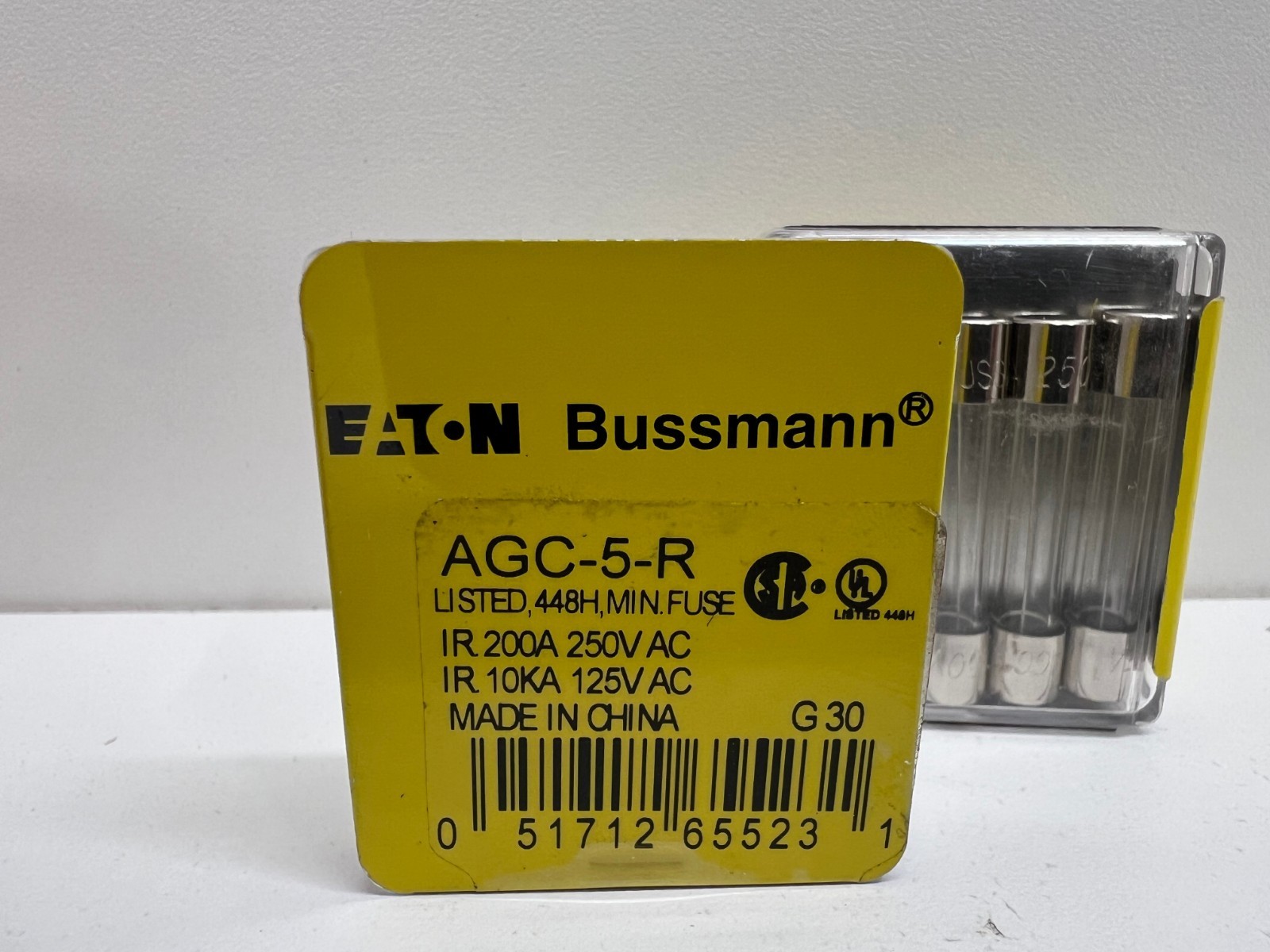 LOT OF (10) NEW OLD STOCK! EATON BUSSMANN 5A MINIATURE FUSES AGC-5-R