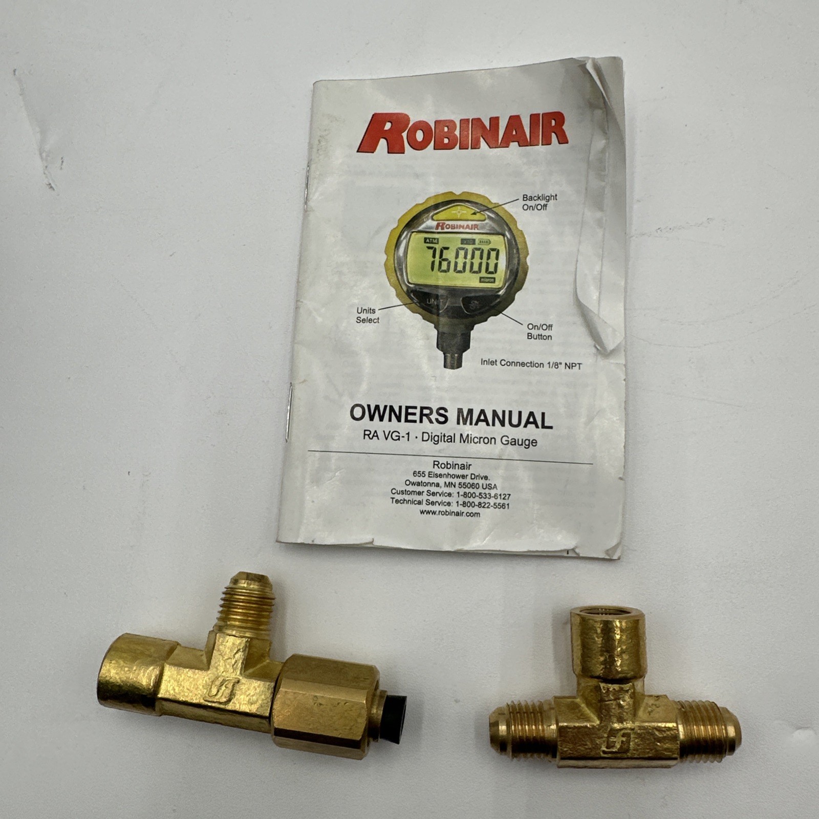 ROBINAIR RAVG-1 Vacuum Gauge,1/4″ Male Flare Connection 406P95