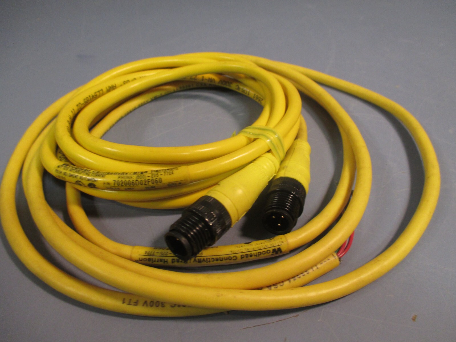 Lot of (2) Woodhead/Brad Harrison Quick Connect Cordset 702006D02F060