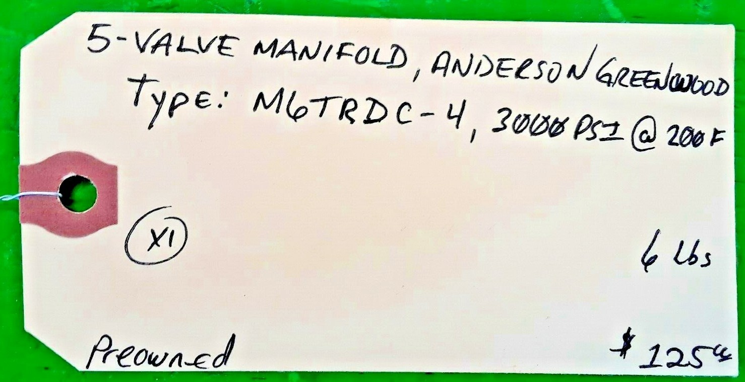 🟠ANDERSON GREENWOOD 5 VALVE MANIFOLD M6TRDC-4 PESSCO IS OFFERING 1 R060721-3 🗽