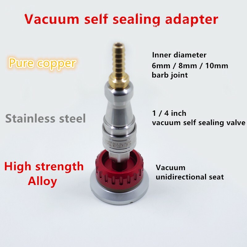 Vacuum self sealing adapter transfer valve Joint for cartbon fiber resin filling