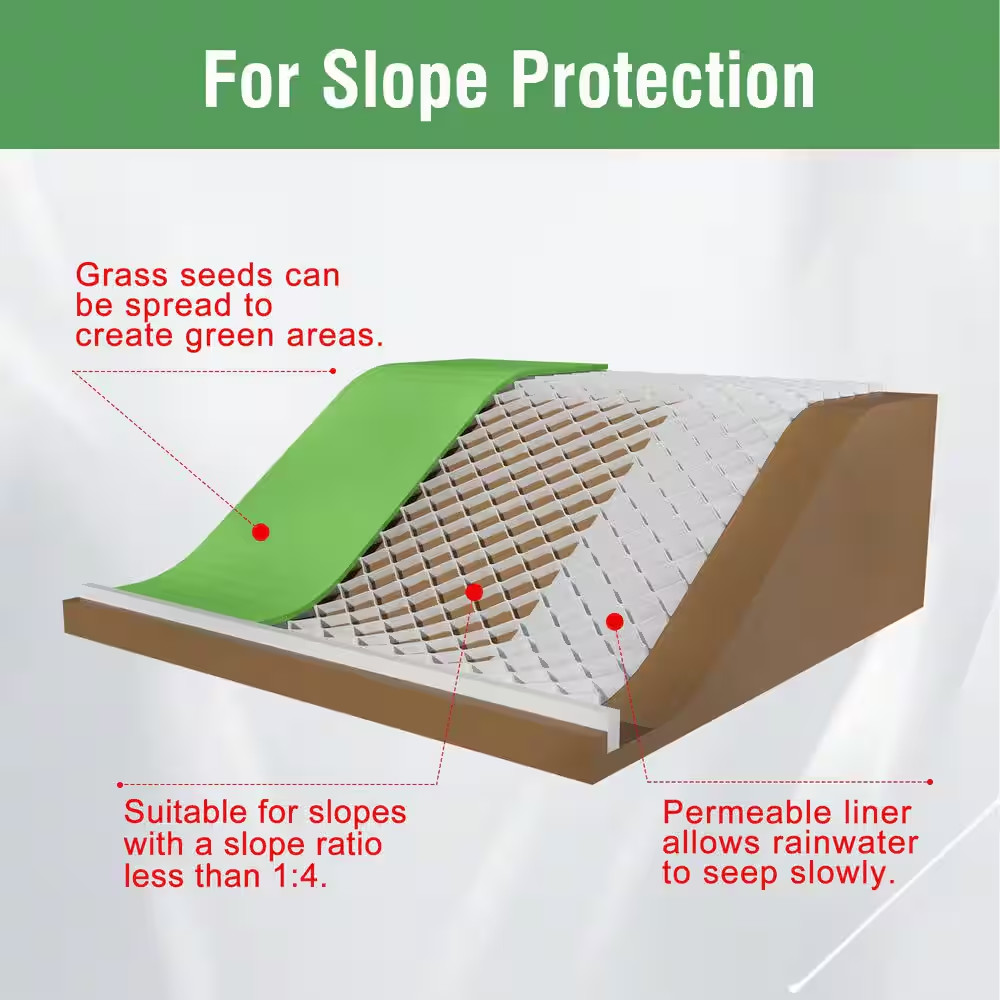 10 Ft. X 16.5Ft. X 2 In. Plastic Ground Geo Grid Erosion Control Geocell for Gen
