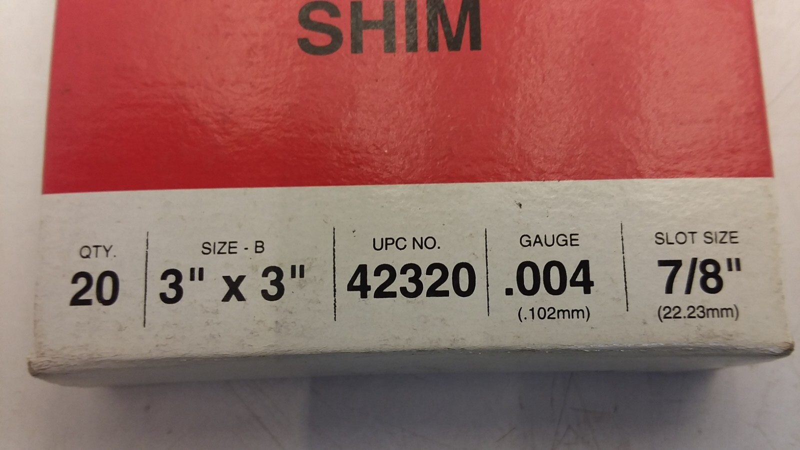 PRECISION BRAND 42320 STAINLESS STEEL SLOTTED SHIM 3″X3″ x 0.004″ THICK NIB