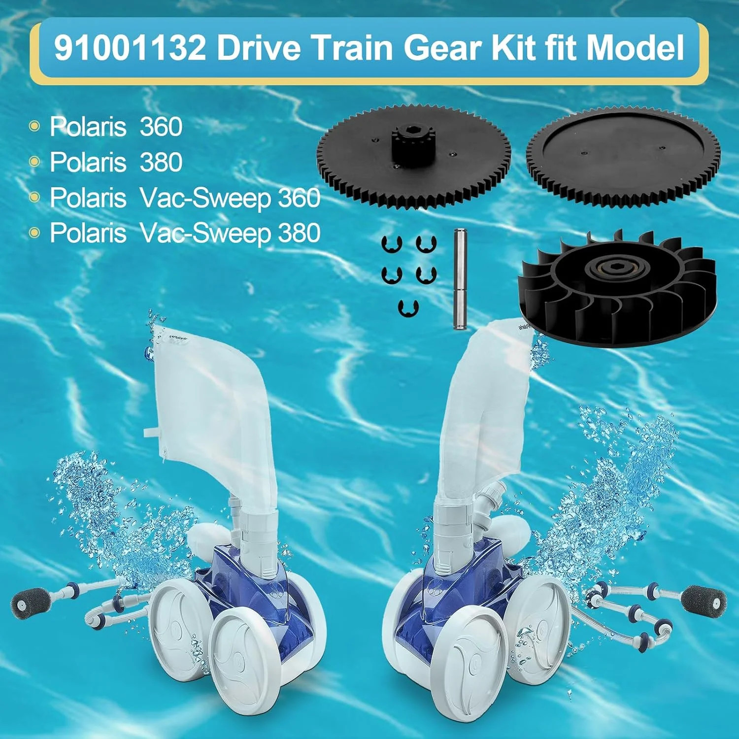 9-100-1132 Drive Train Gear Kit for Zodiac Polaris 360, 380, Vac-Sweep 360 & 380