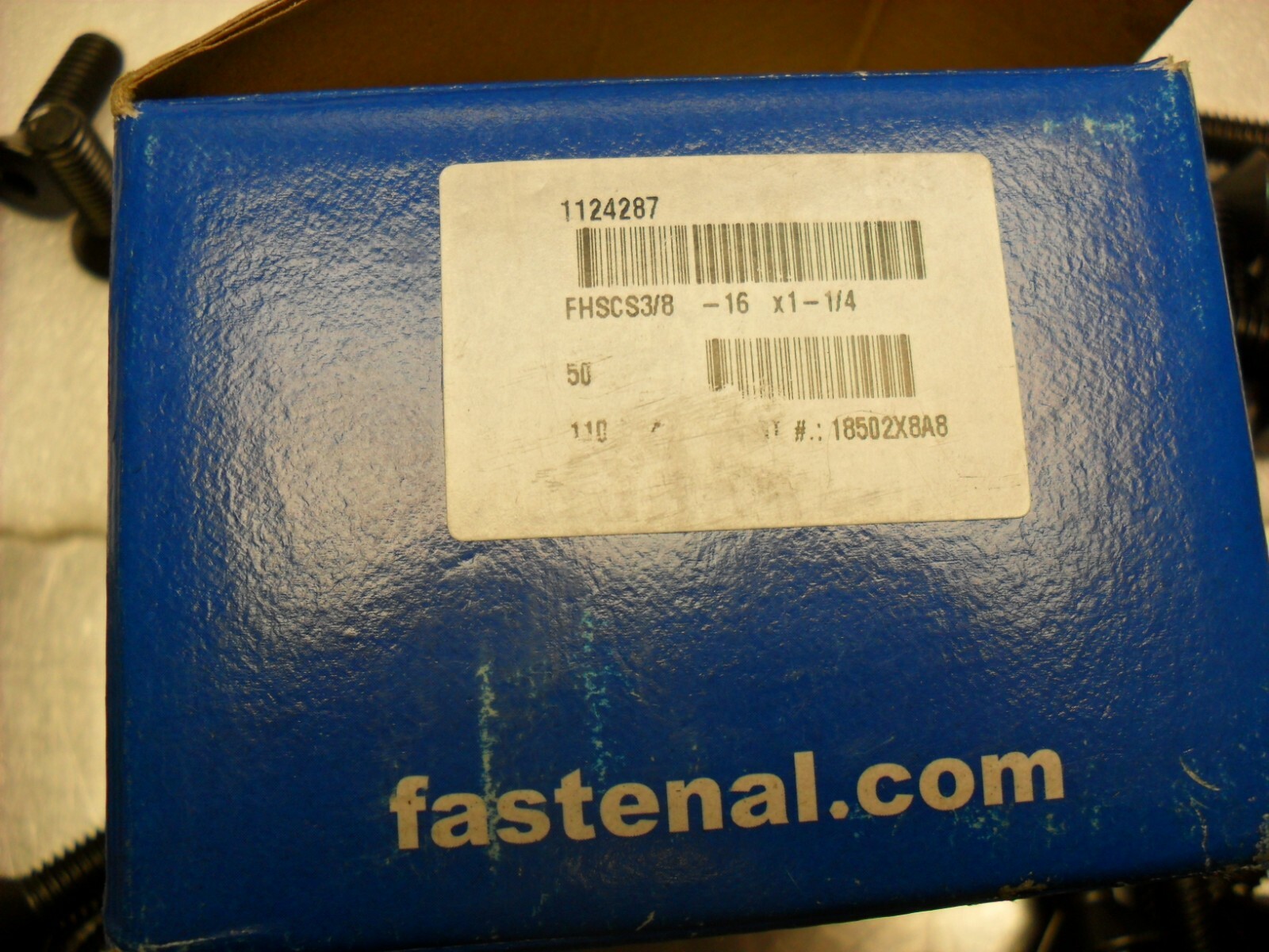 QTY 50 – Fastenal 1124287M – FHSCS 3/8-16 x1-1/4 NIB