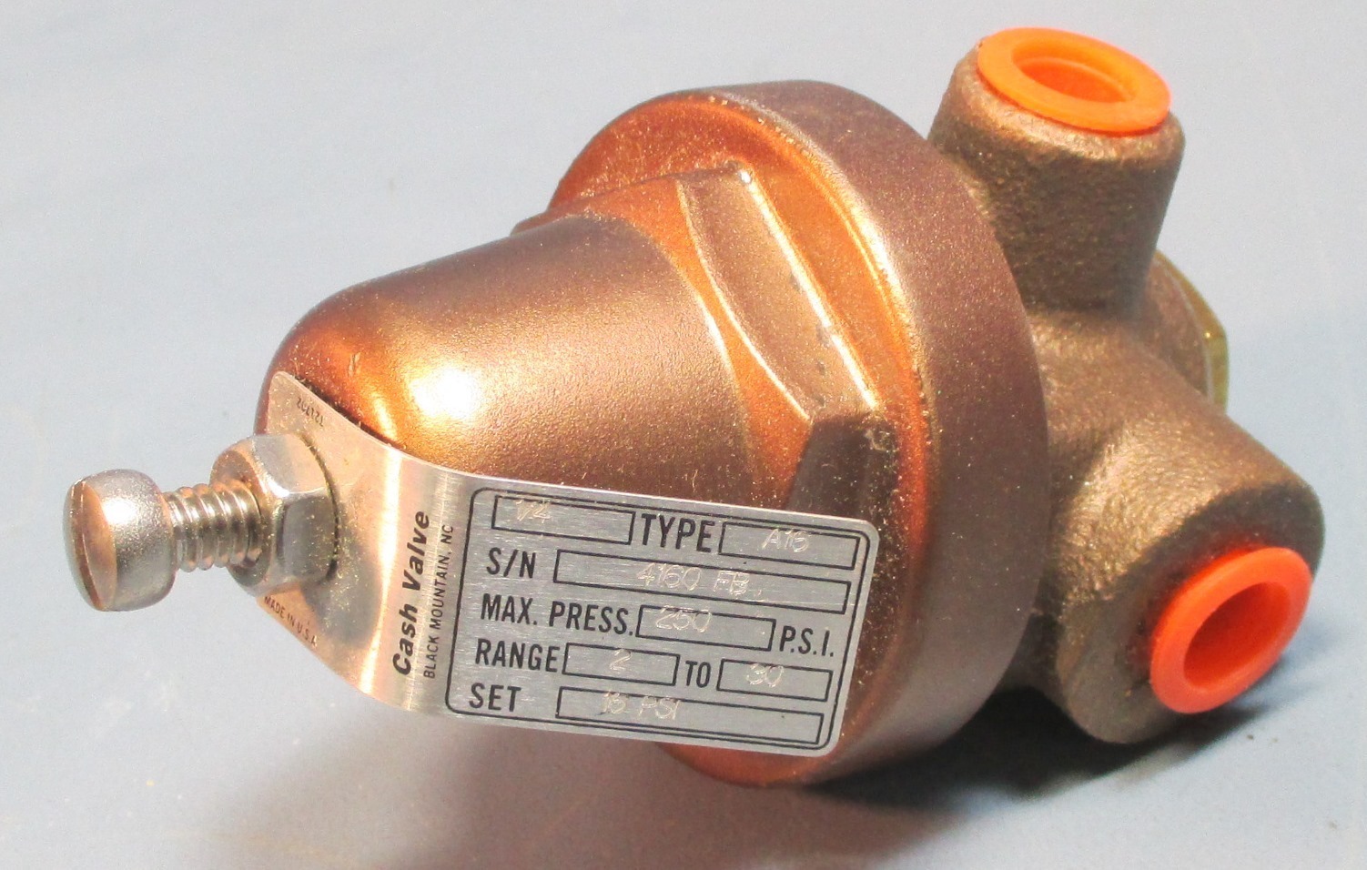 Cash Valve 04160-0016 A16 1/4″ Safety Relief Valve 250PSI Max, 16 PSI Set NIB