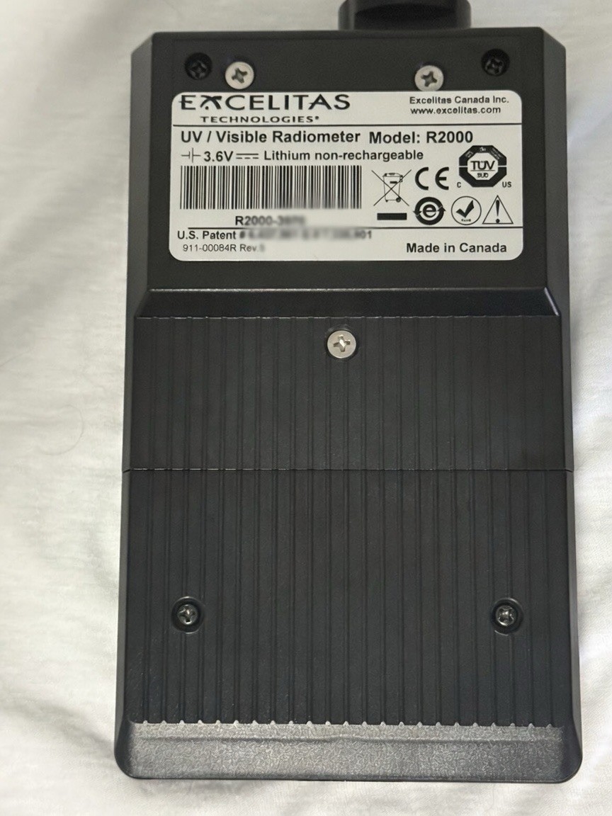 OmniCure R2000 Radiometer Excelitas W/ 8mm 5mm 3mm Adapters, Brand New Battery