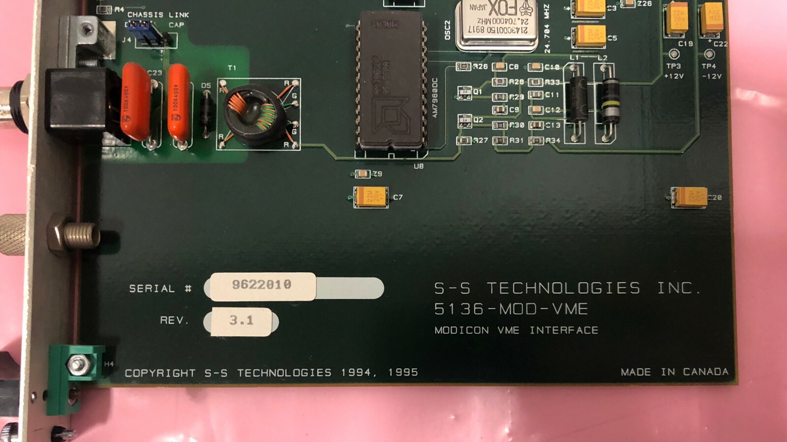SST 5136-MOD-VME INTERFACE BOARD CARD FOR MODICON MVME MOTOROLA S-S TECH