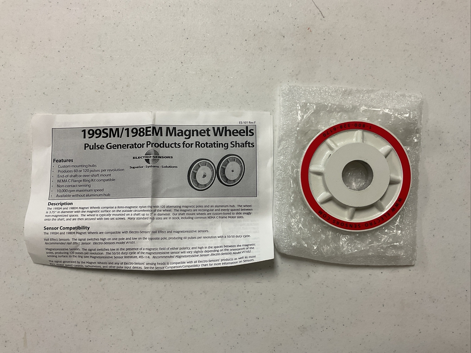 NEW, ELECTRO-SENSORS 199SM / 198EM MAGNET WHEEL 1.OOO”, FREE SHIPPING